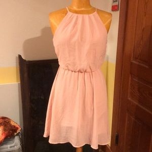 Soft pink halter midi-dress